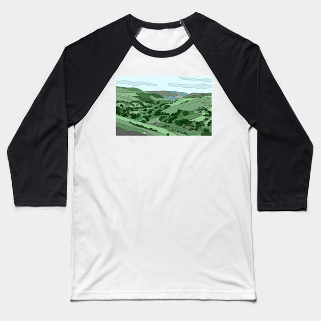 Swaledale, Yorkshire Dales, near Downholme Viewpoint - digital art Baseball T-Shirt by JennyCathcart